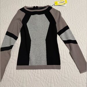 Karen Millen Black and Gray Geometric Top